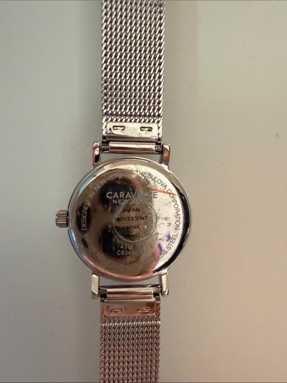 Caravelle New York Silver Crystal-Accent Mesh Watch
